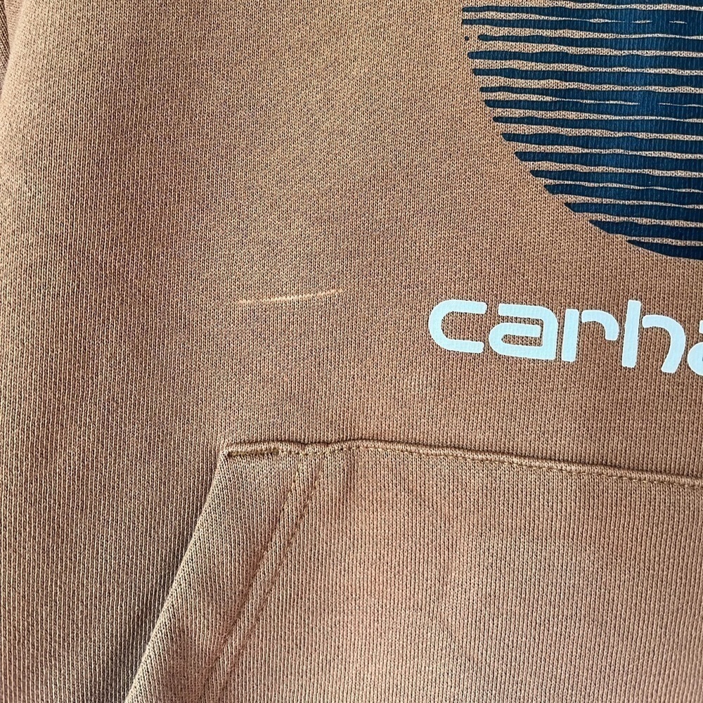 Carhartt boys tan hooded sweatshirt big logo size small 8/10 - Picture 5 of 6